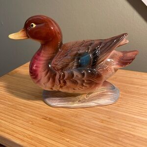 Vintage Japan Ceramic Duck Figurine Mallard 6.5” Tall Cottagecore